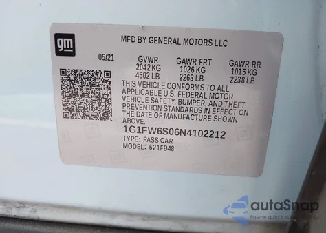 2022 Chevrolet Bolt Ev Fwd 1Lt из США, поврежденный, VIN 1G1FW6S06N4102212